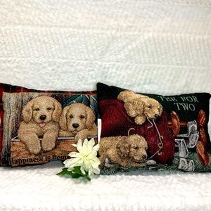 Good Housekeeping Mohawk Accent Pillows Labradors Set 2 Canvas Black NEW